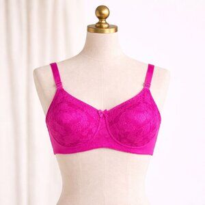 Ella Pink Lace Bra Full Coverage Size 48D Sexy Lingerie Adjustable Unlined